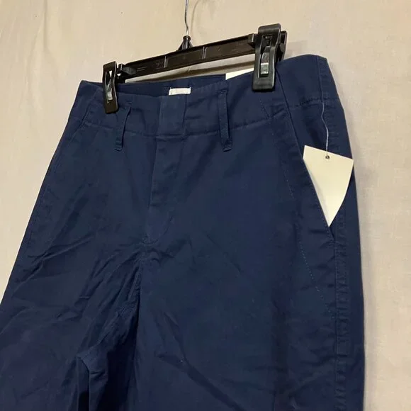 NWT A New Day Women Navy High-Rise Fly Button Zipper Straight Ankle Chino Pants - Picture 10 of 12